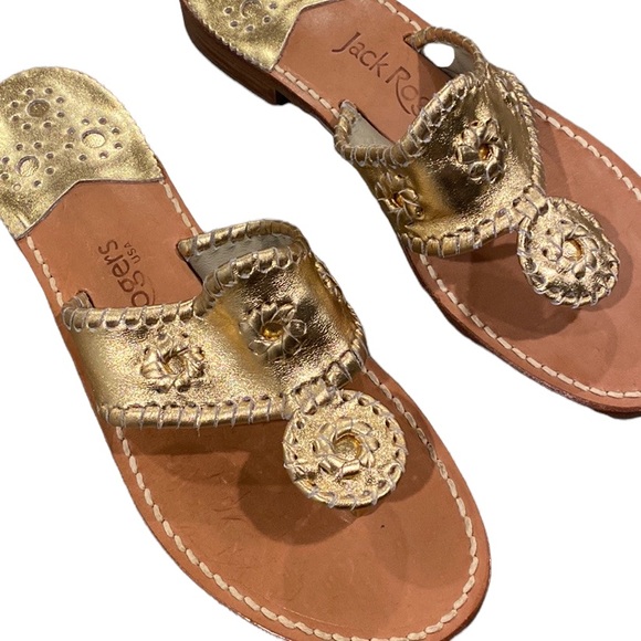 Jack Rogers Shoes Jack Rogers Metallic Gold Signature Flat Toe